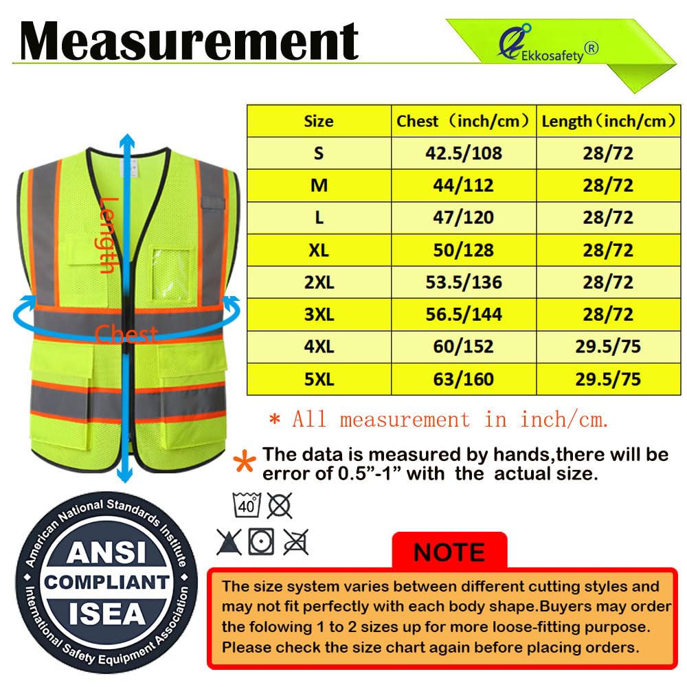 EK175-Yellow-L model safety vest side view