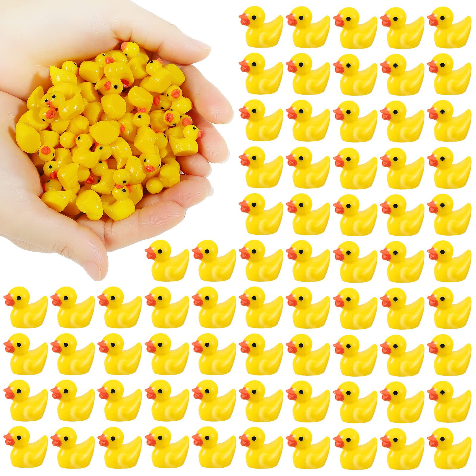 EKisemio100 mini resin ducks bulk yellow decorative ducks