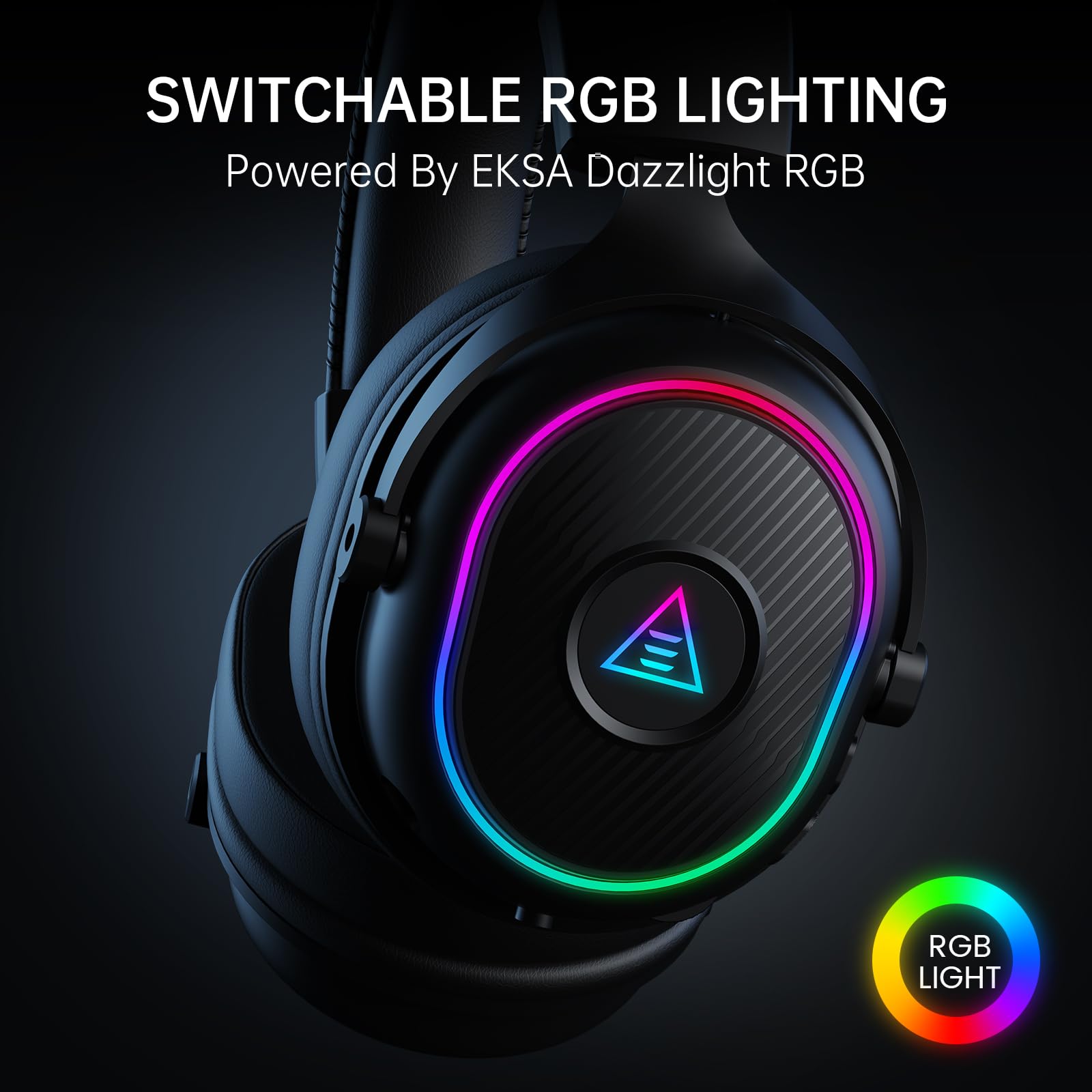Detachable microphone and RGB lighting on EKSA headset