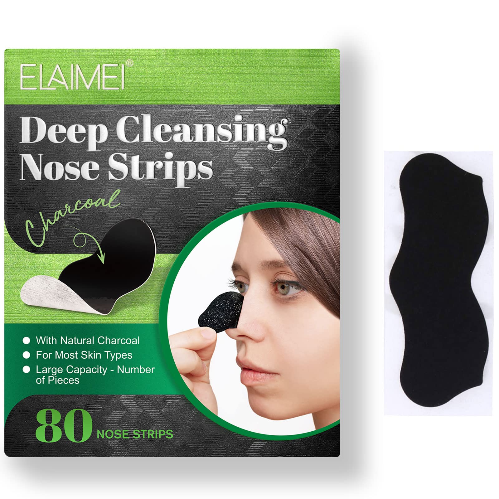 ELAIMEI Pore Strips packaging with charcoal formula