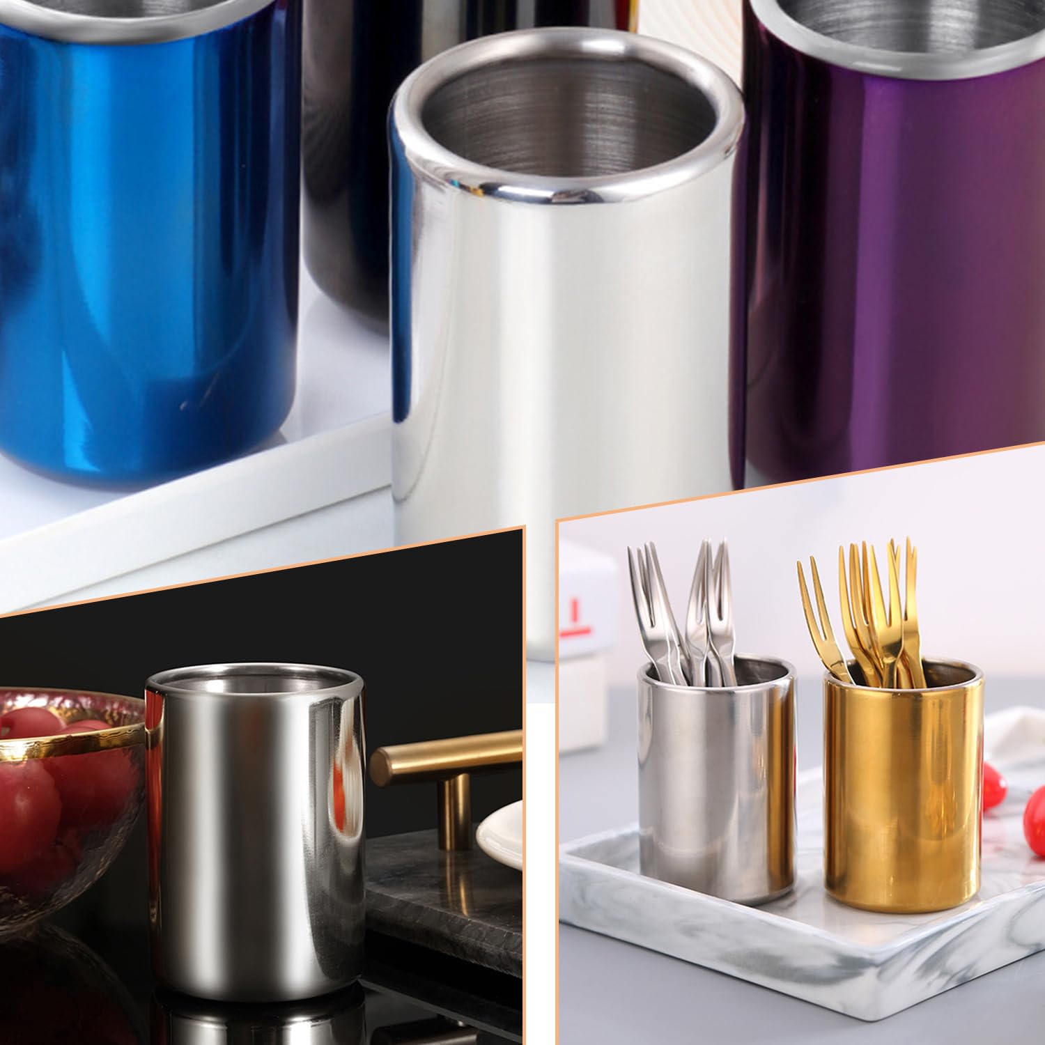 Elegant design Elandy fruit fork holder with silver finish