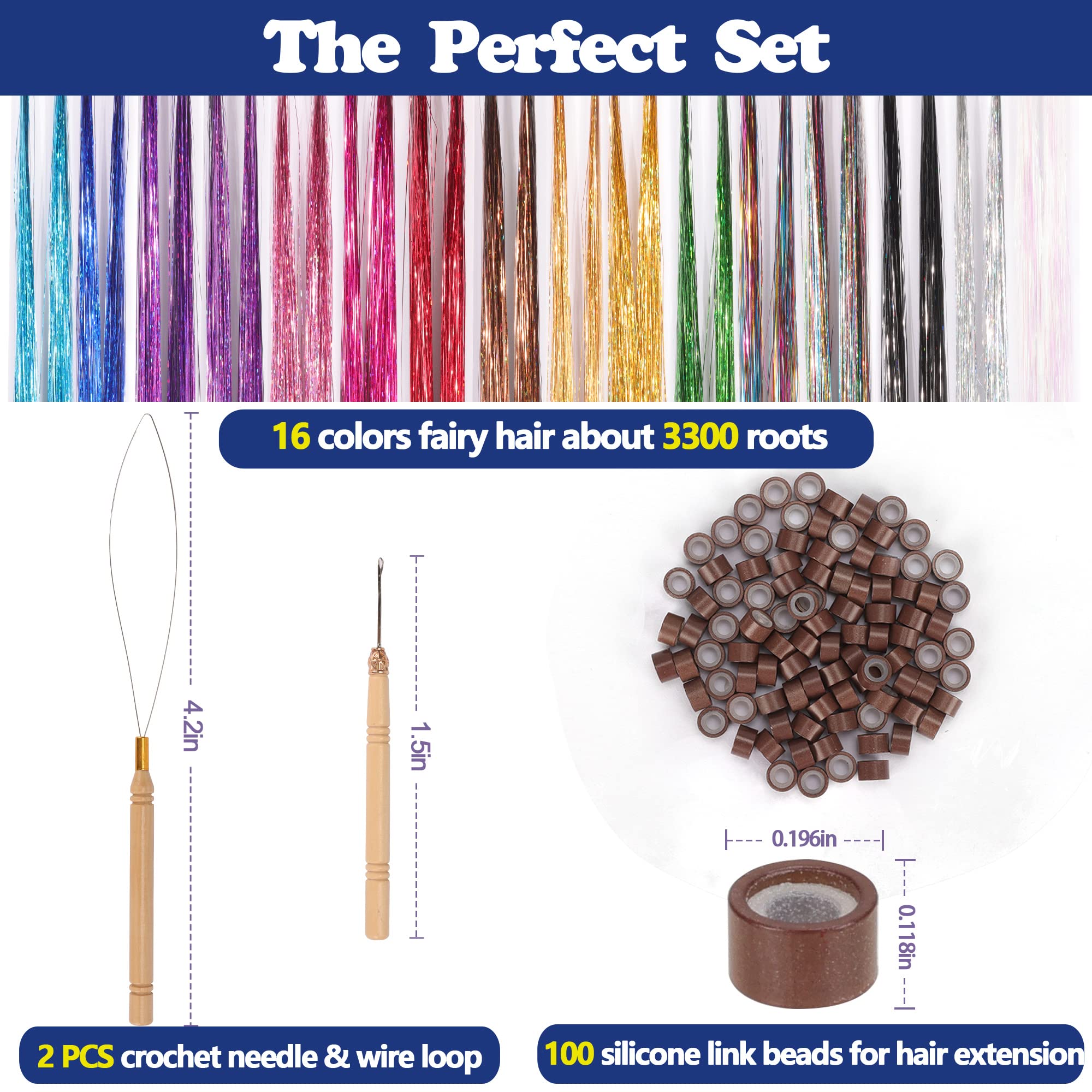 48 inch hair tinsel extensions length from ELASO kit