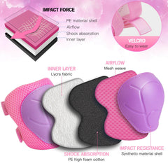 Includes 2 knee pads 2 elbow pads 2 wrist guards and 1 carrying bag