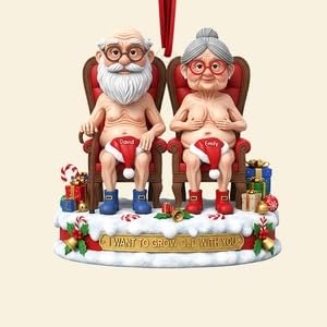 elderly couple christmas ornament design