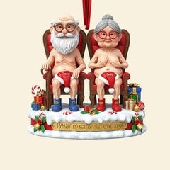 elderly couple christmas ornament design