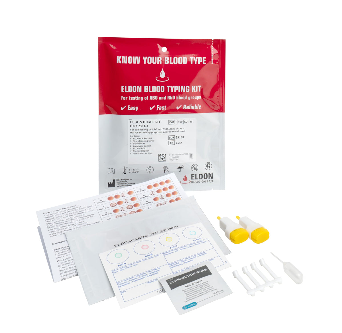 Eldoncard INC Blood Type Test packaging for 1 pack