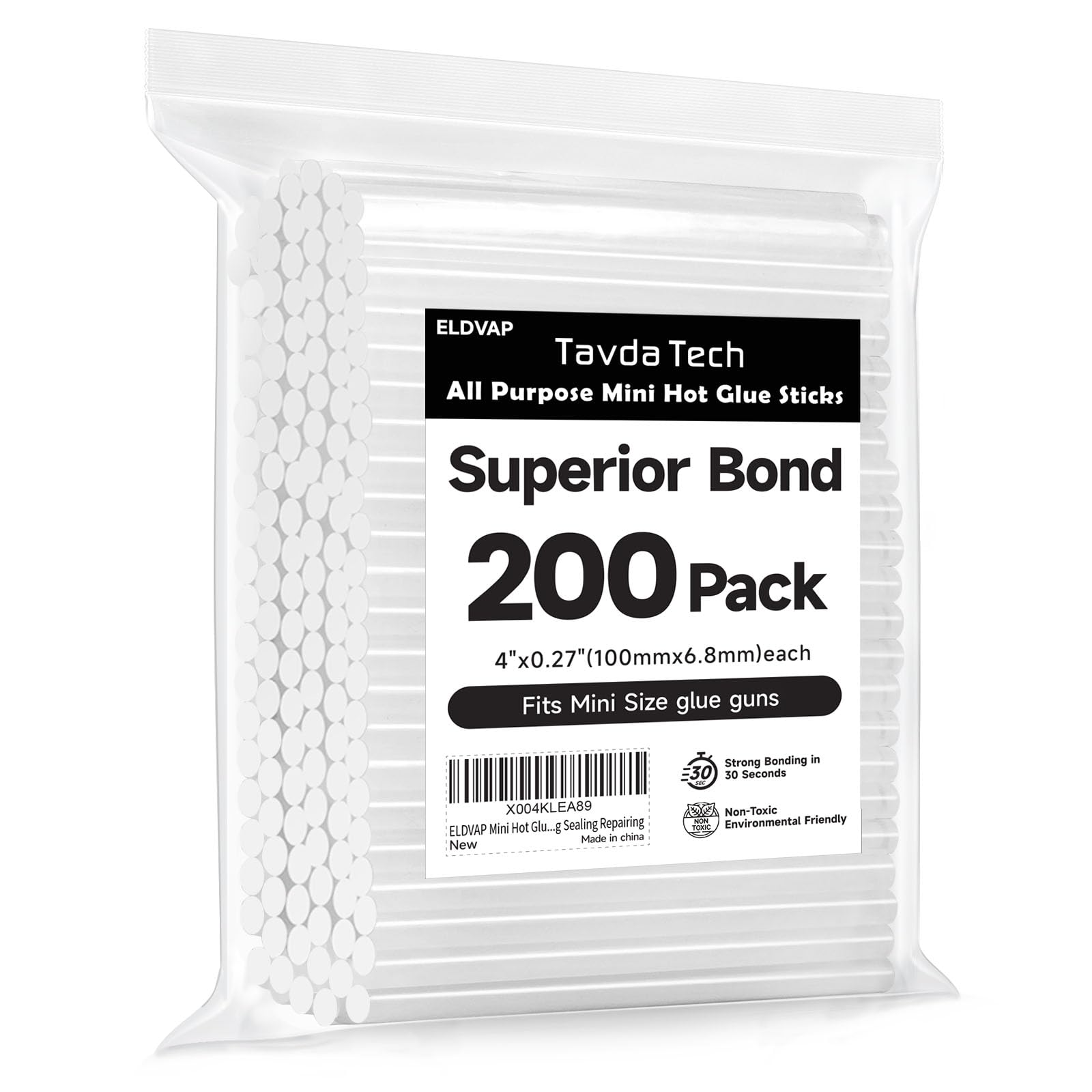 ELDVAP mini hot glue sticks 4in 0.27in diameter in package