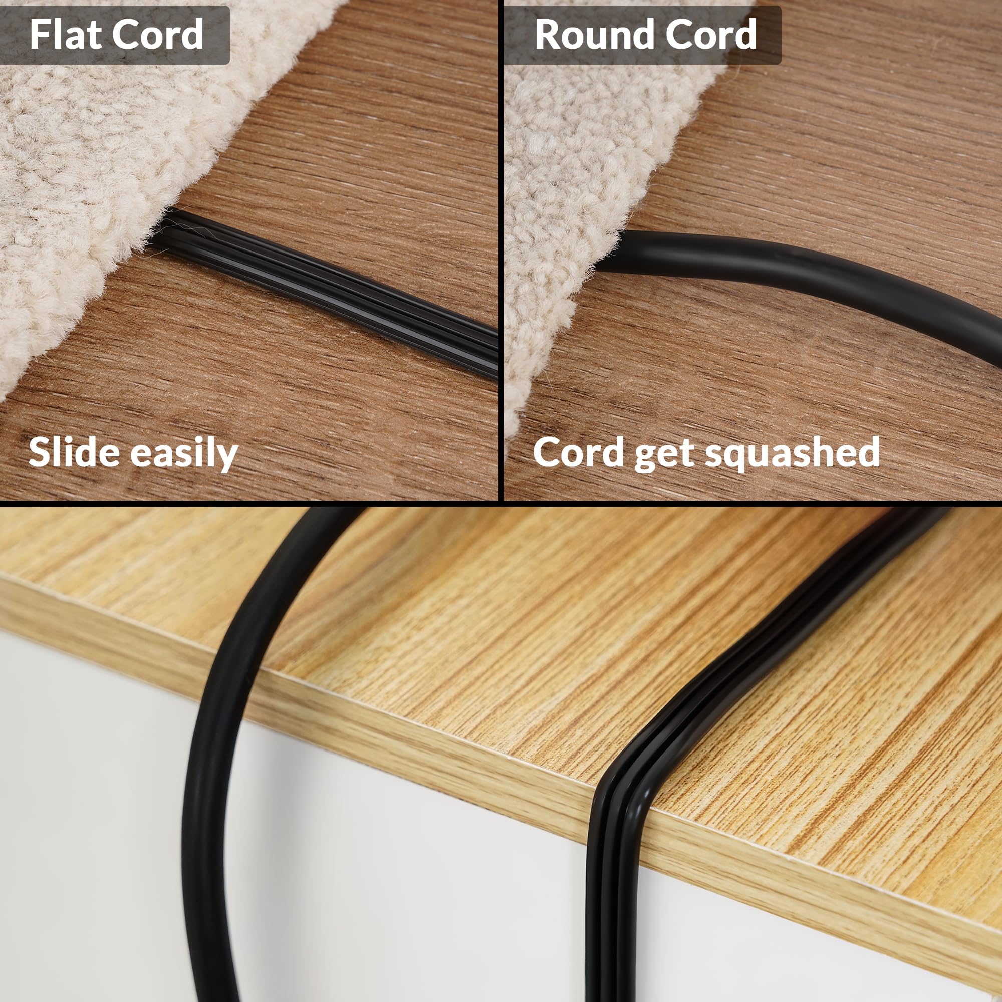 Black Elecan flat plug extension cord with PVC jacket