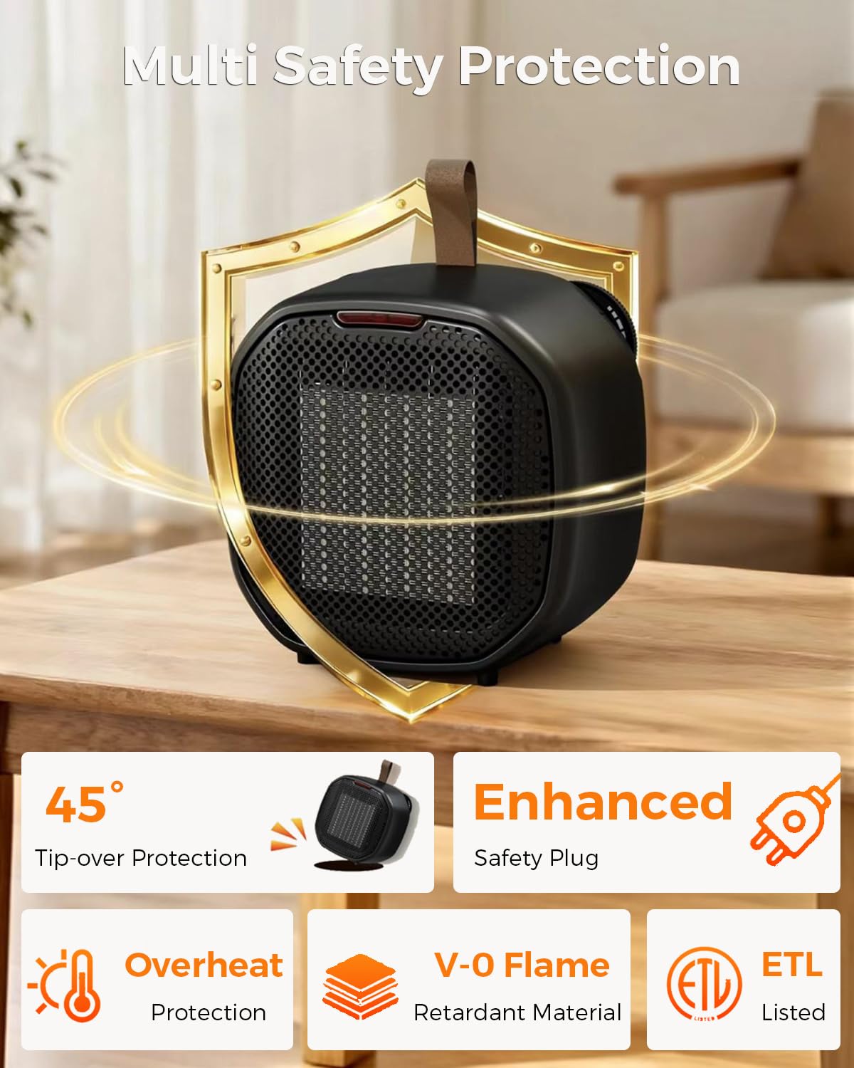 Safety features flame retardant material and overload protection