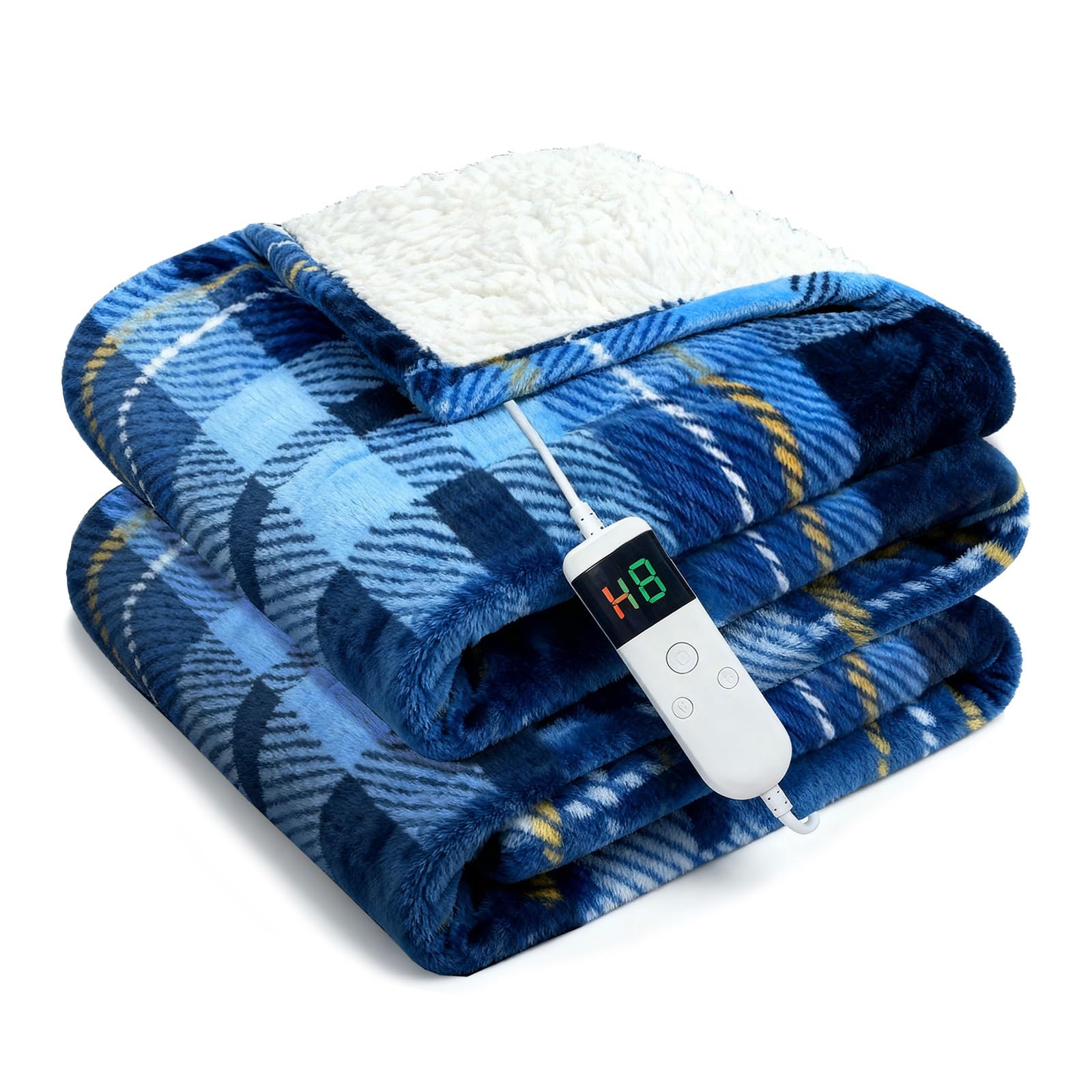 Electric Blanket Heated Throw 50x60 plaid design with soft fabrics