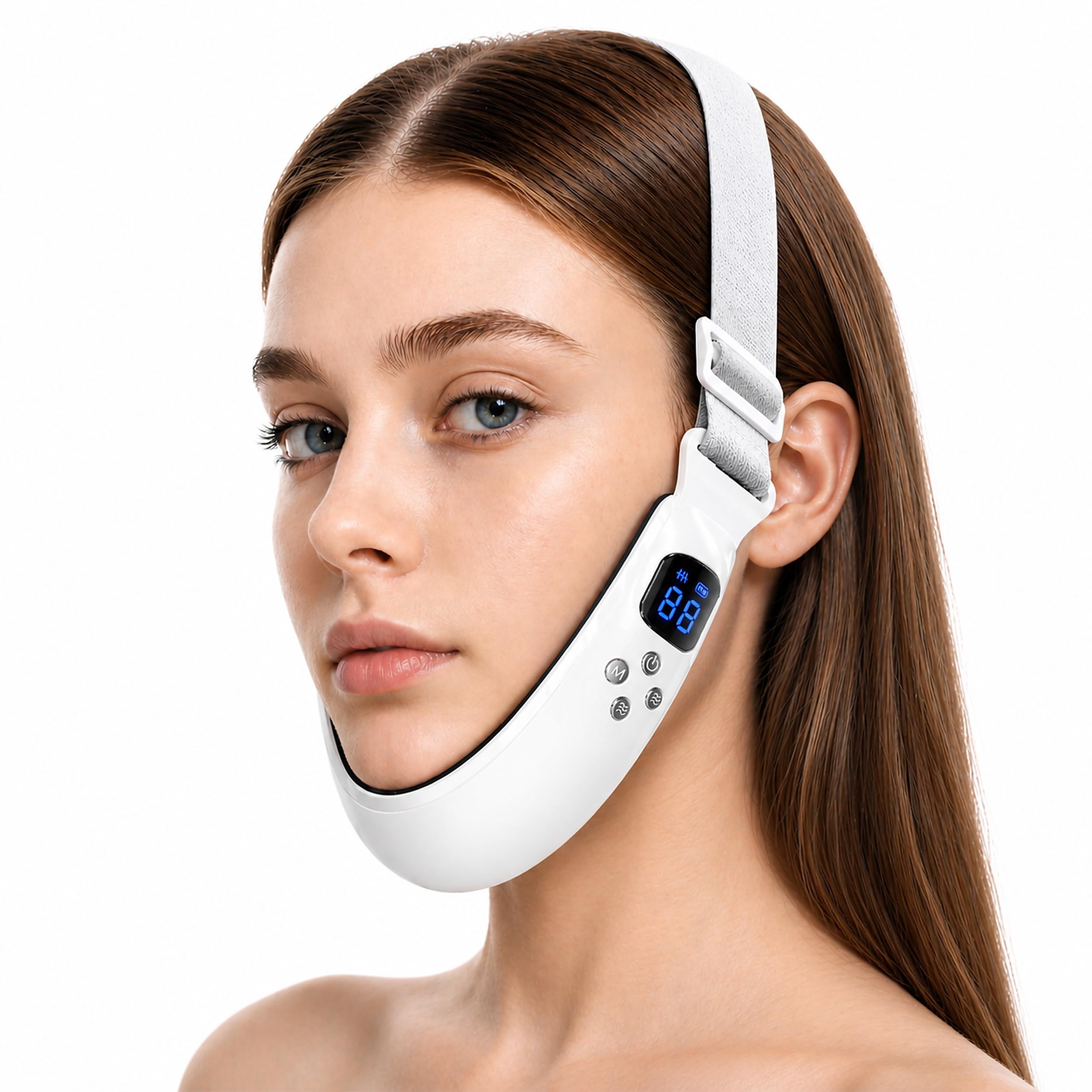 Electric Double Chin Device with ergonomic curve and soft-touch strap