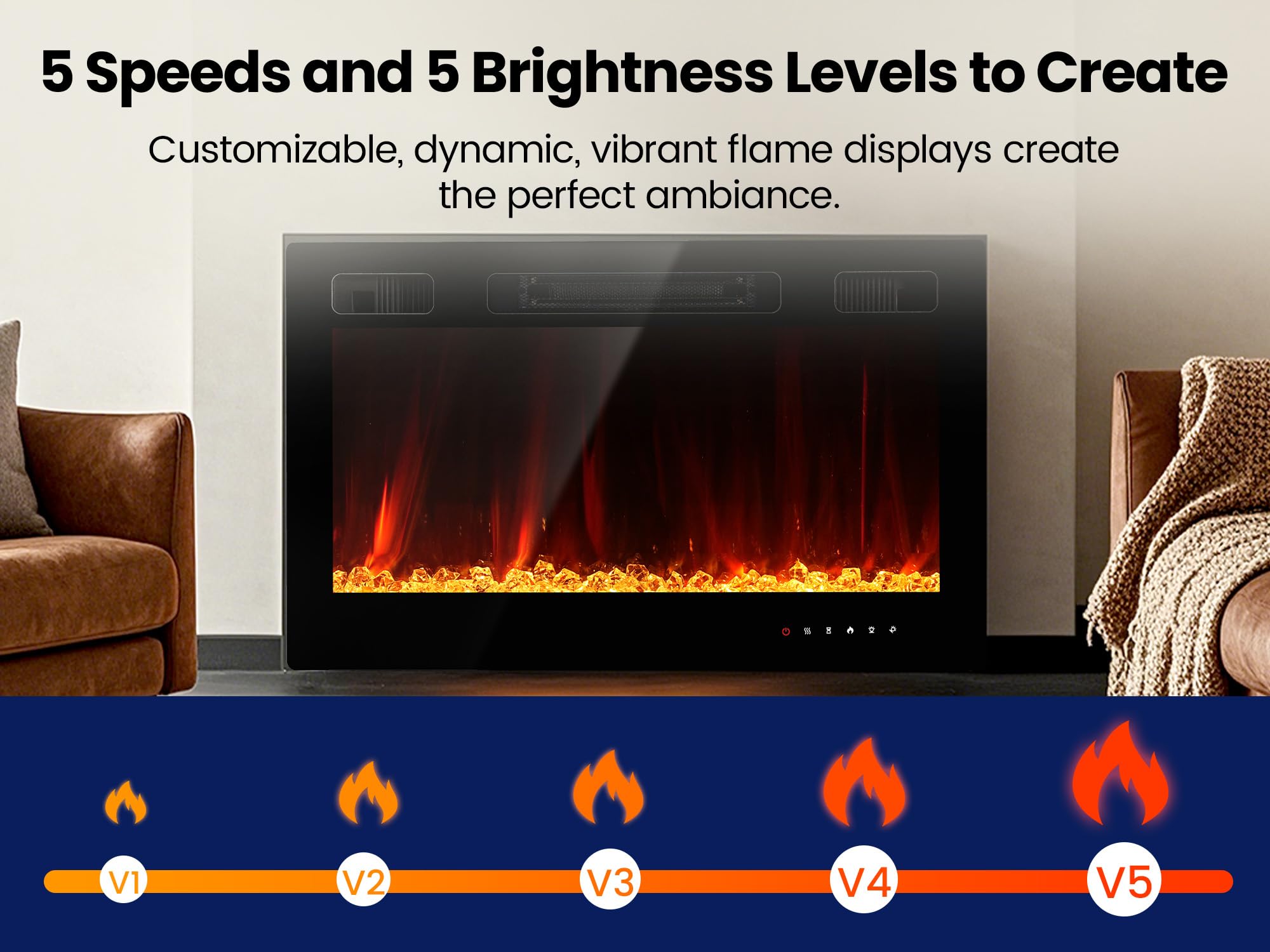 remote control and LED touch screen on realSmart fireplace 36