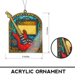 Electric guitar holiday tree decoration vibrant colors