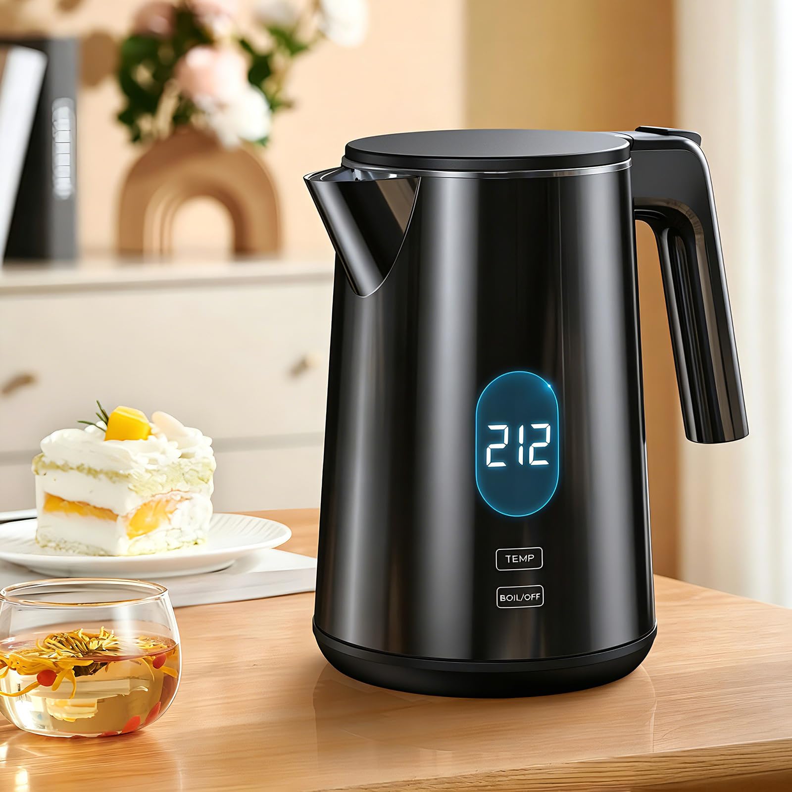 Electric Kettle 1.0L 1200W stainless steel interior