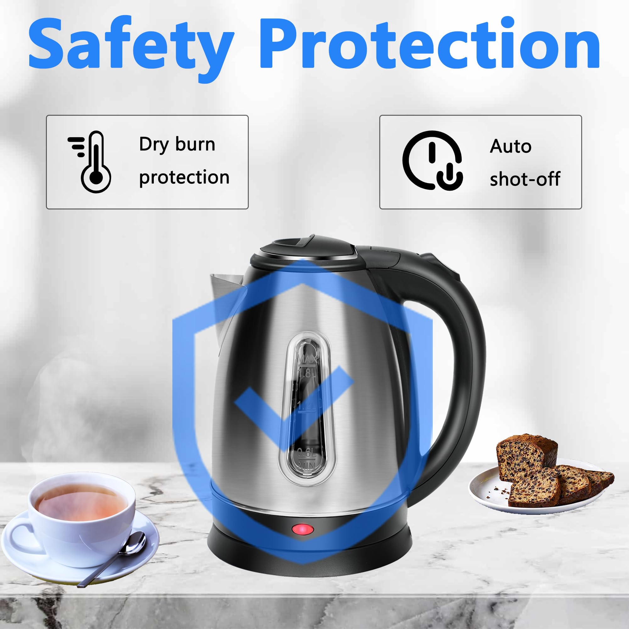 Kettle with 360 degree swivel base for cordless pouring