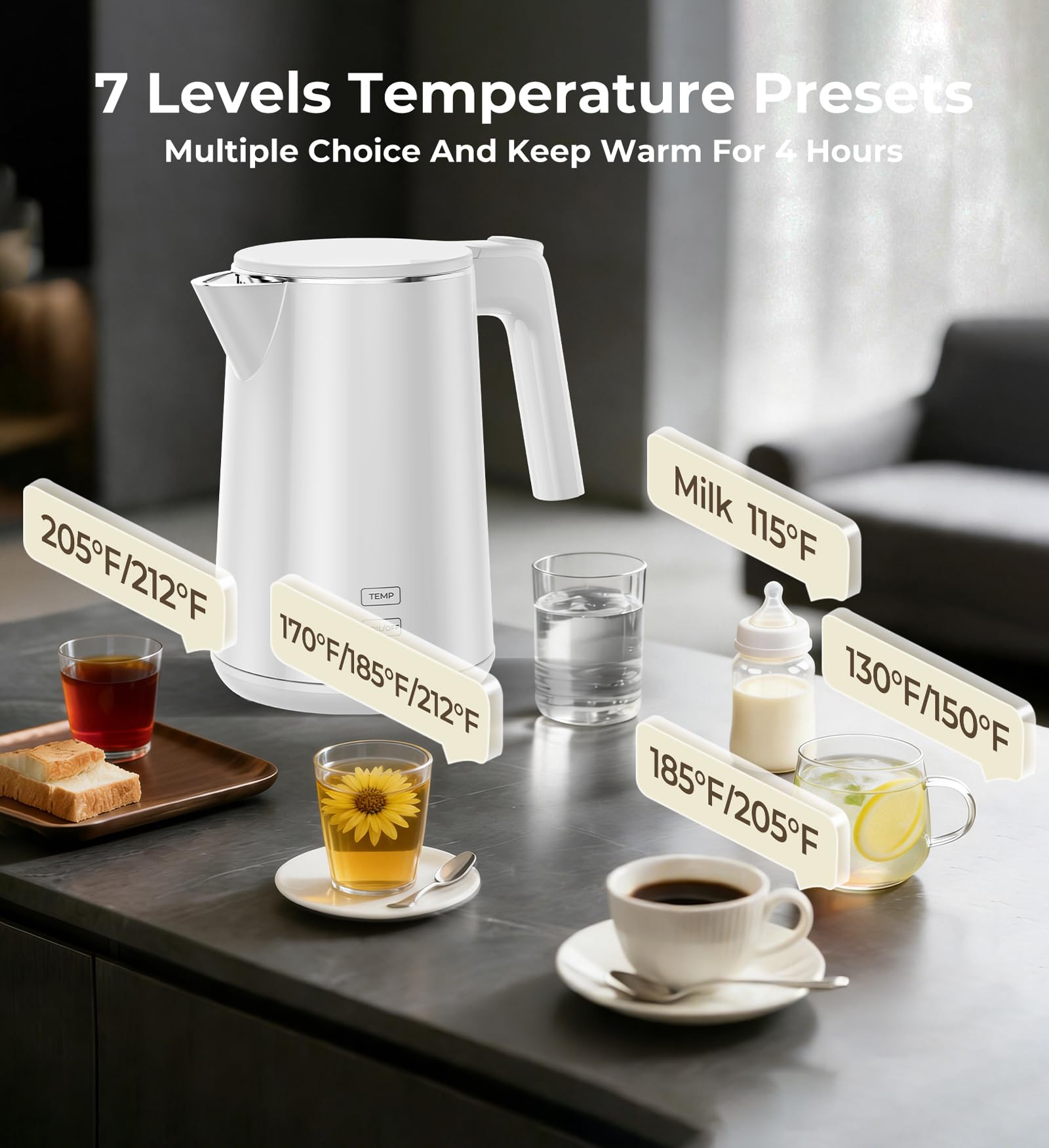 Cool touch double-wall exterior electric kettle