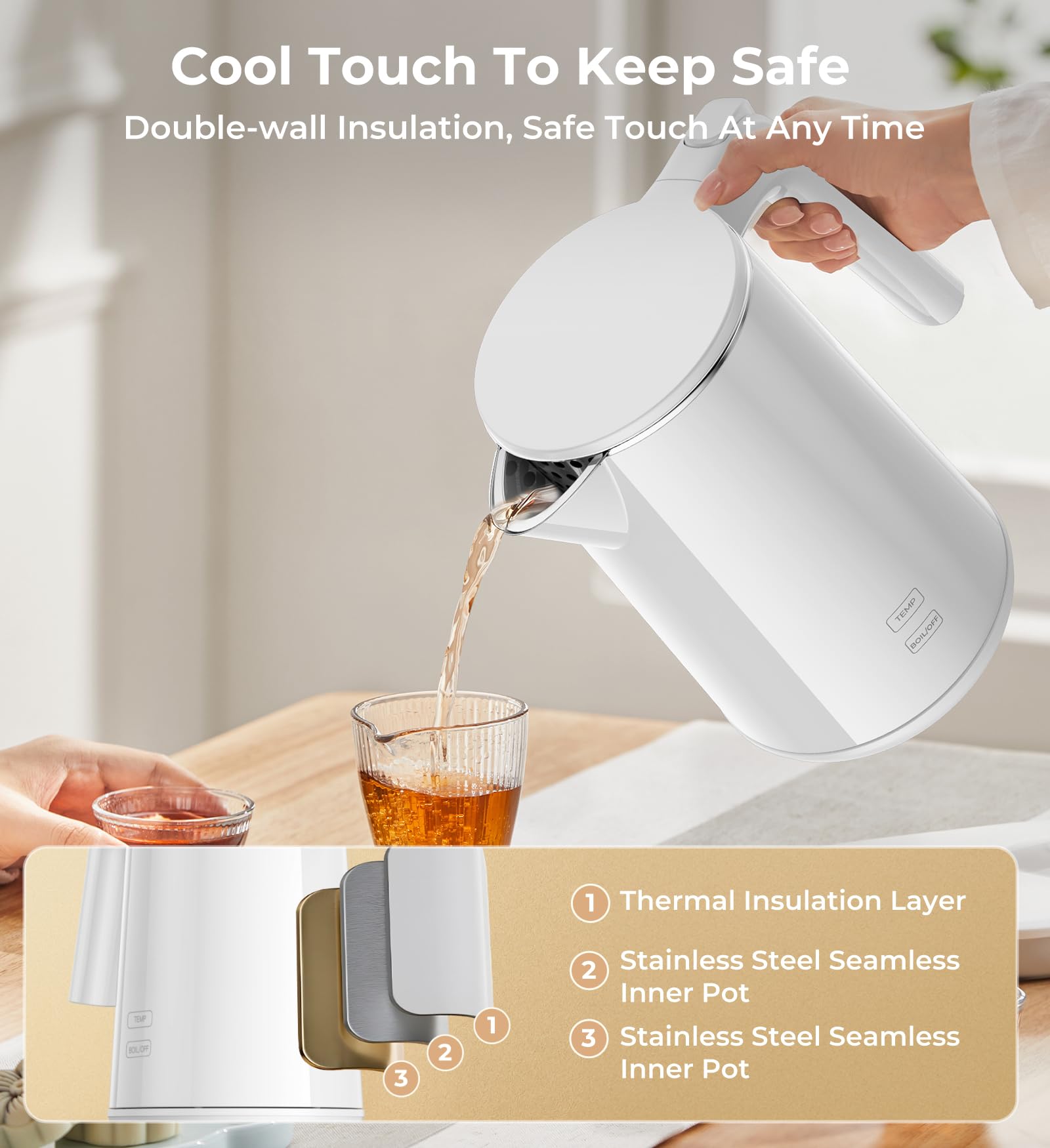 MAX MIN water lines visible on electric kettle