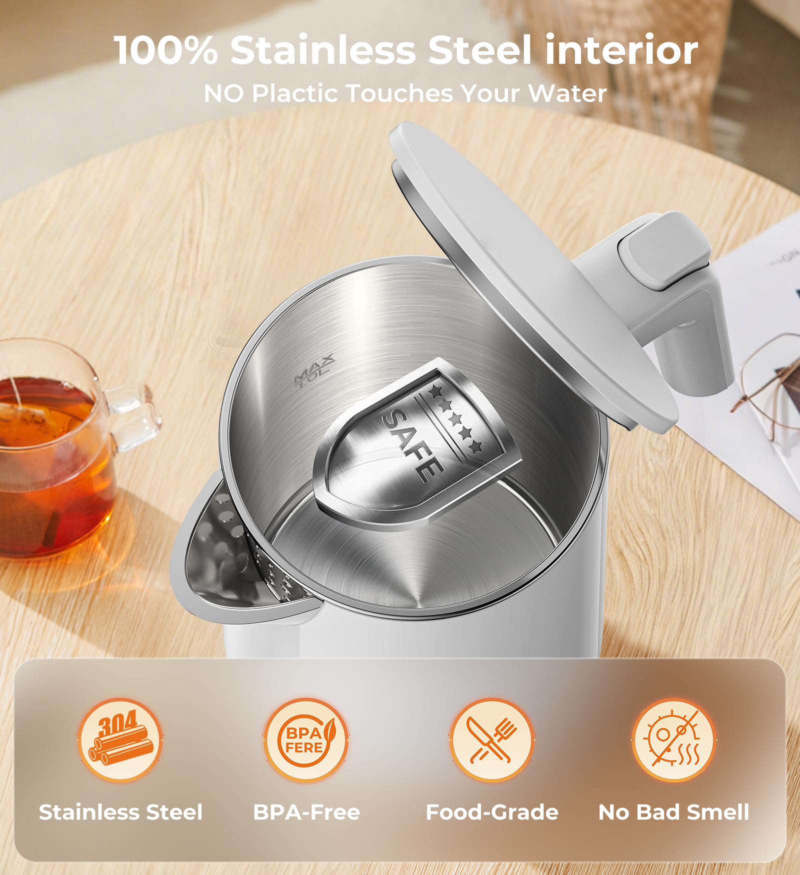 Stainless steel interior 304 electric kettle