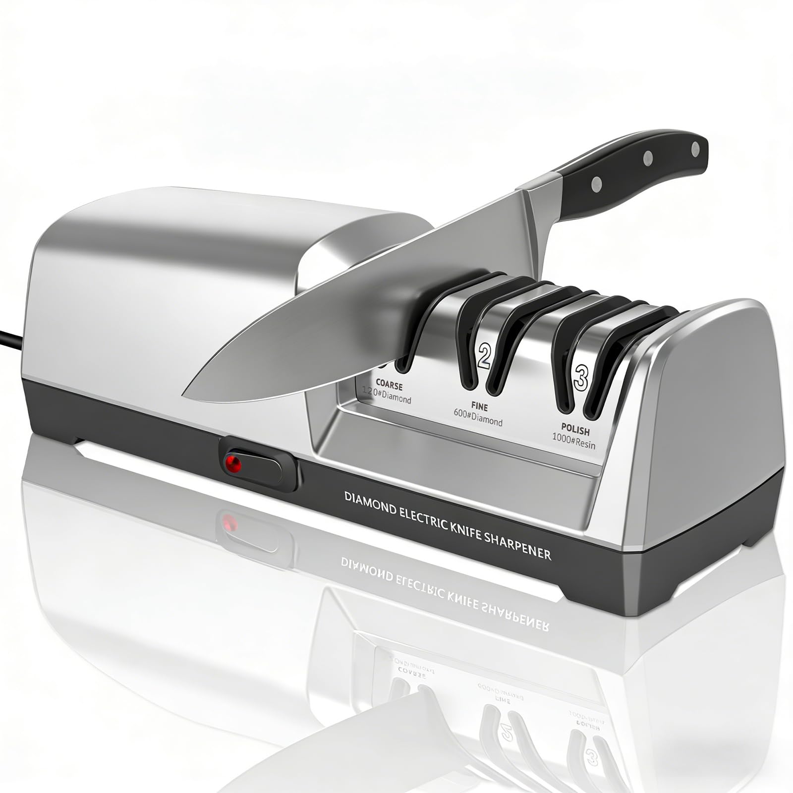 Electric Knife Sharpener 3 Stage with 100% Diamond Abrasives