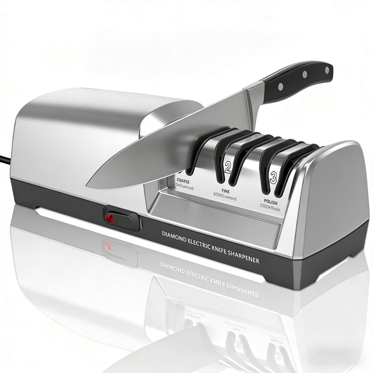 Electric Knife Sharpener 3 Stage with 100% Diamond Abrasives