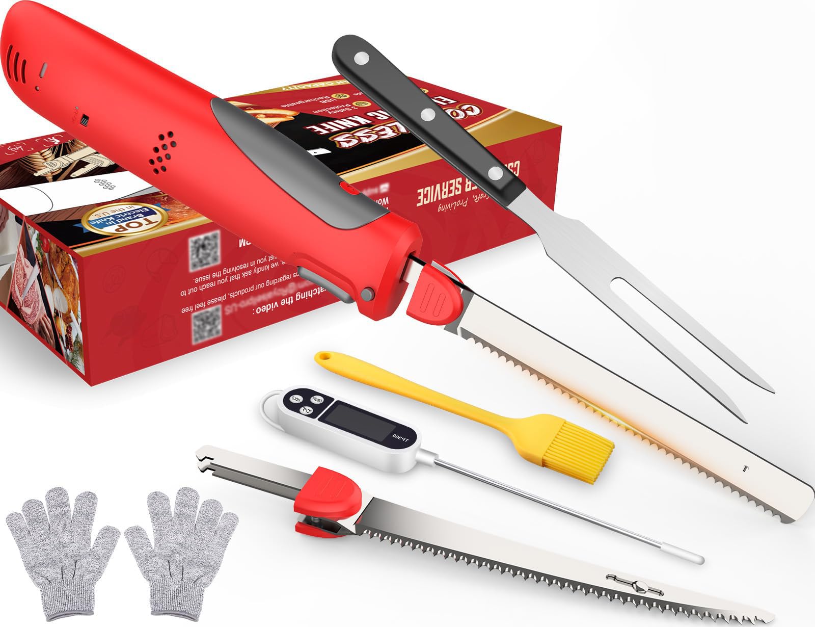 Electric knife storage case with serrated blade close-up