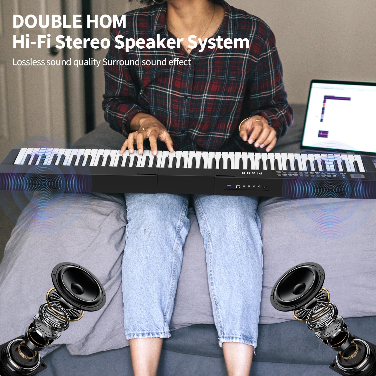 Semi weighted keys provide responsive touch for beginners