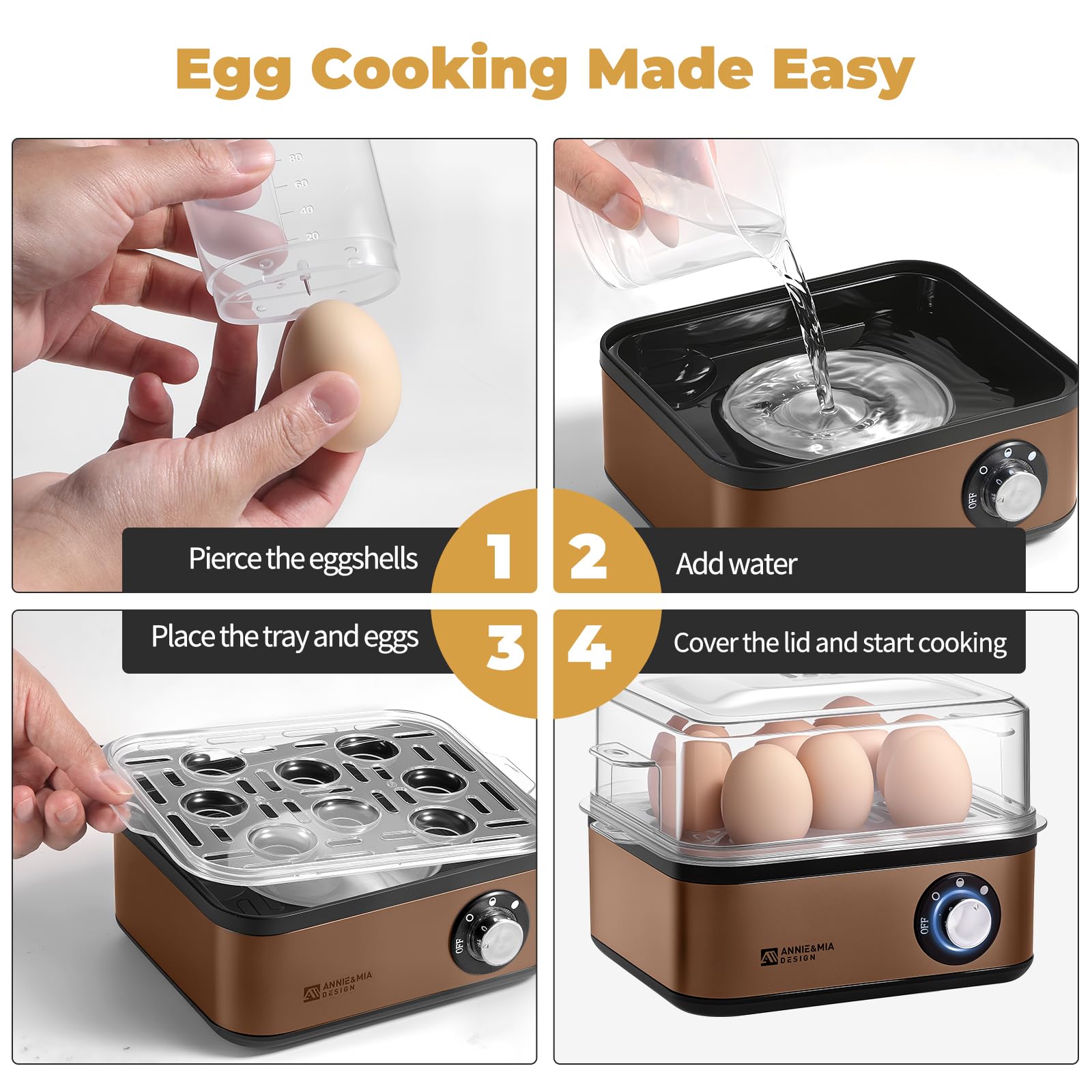 Detachable lid and egg tray for easy cleaning