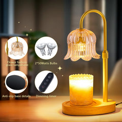 Flower decor candle warmer lamp with timer control