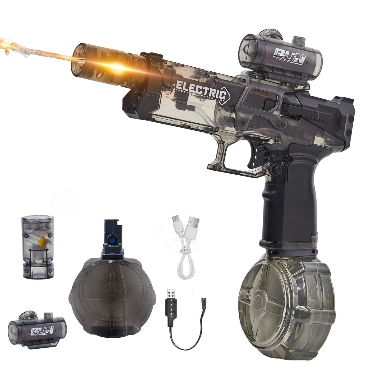 Electric Water Gun for Adults Kids LED lighting in action