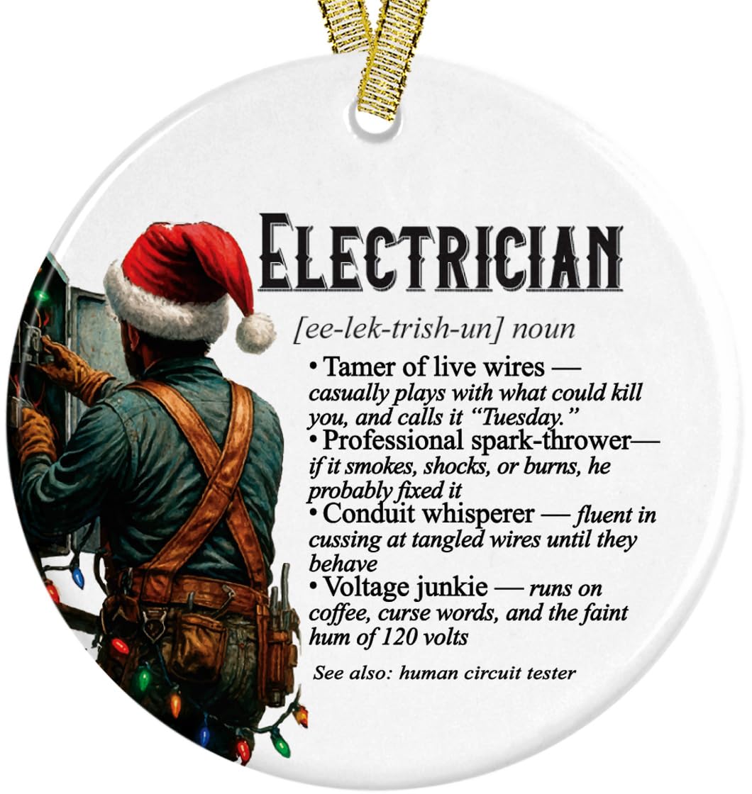 Electrician Definition Christmas Ornament product image