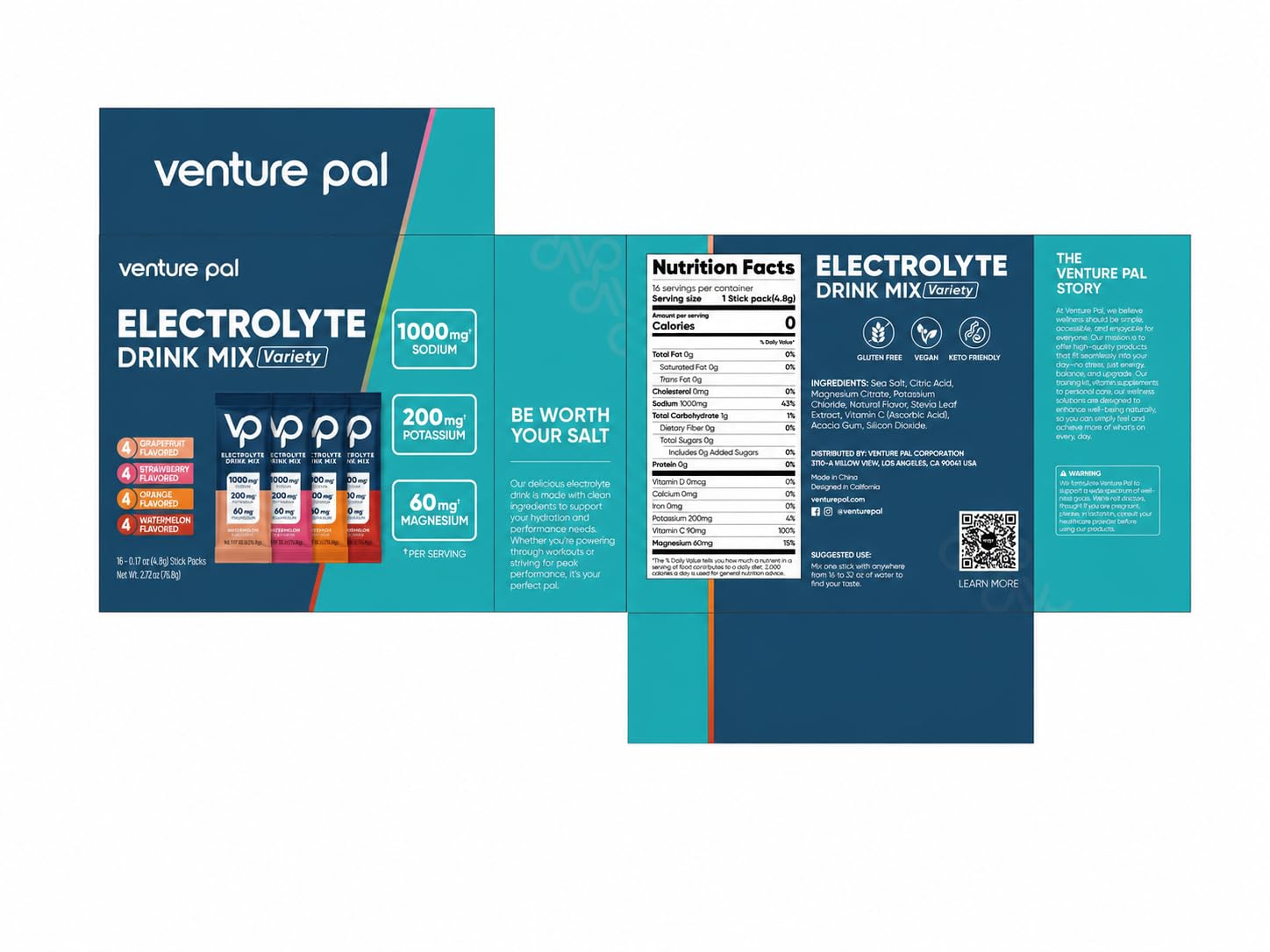 Venture Pal electrolyte powder packet ready to mix