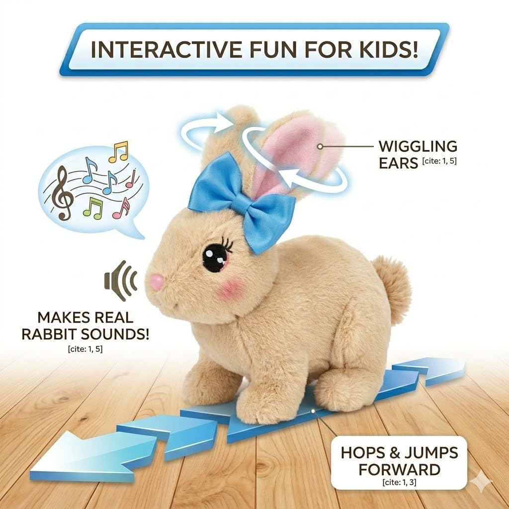 Electronic plush bunny toy with sounds close shot