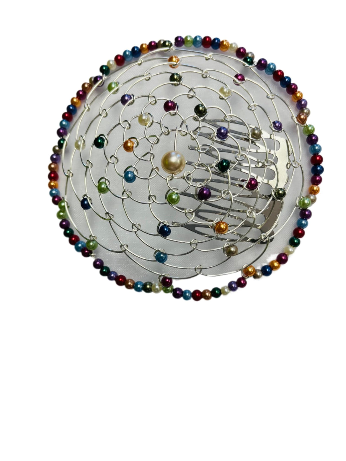 Elegant beaded wire kippah rainbow for women and girls