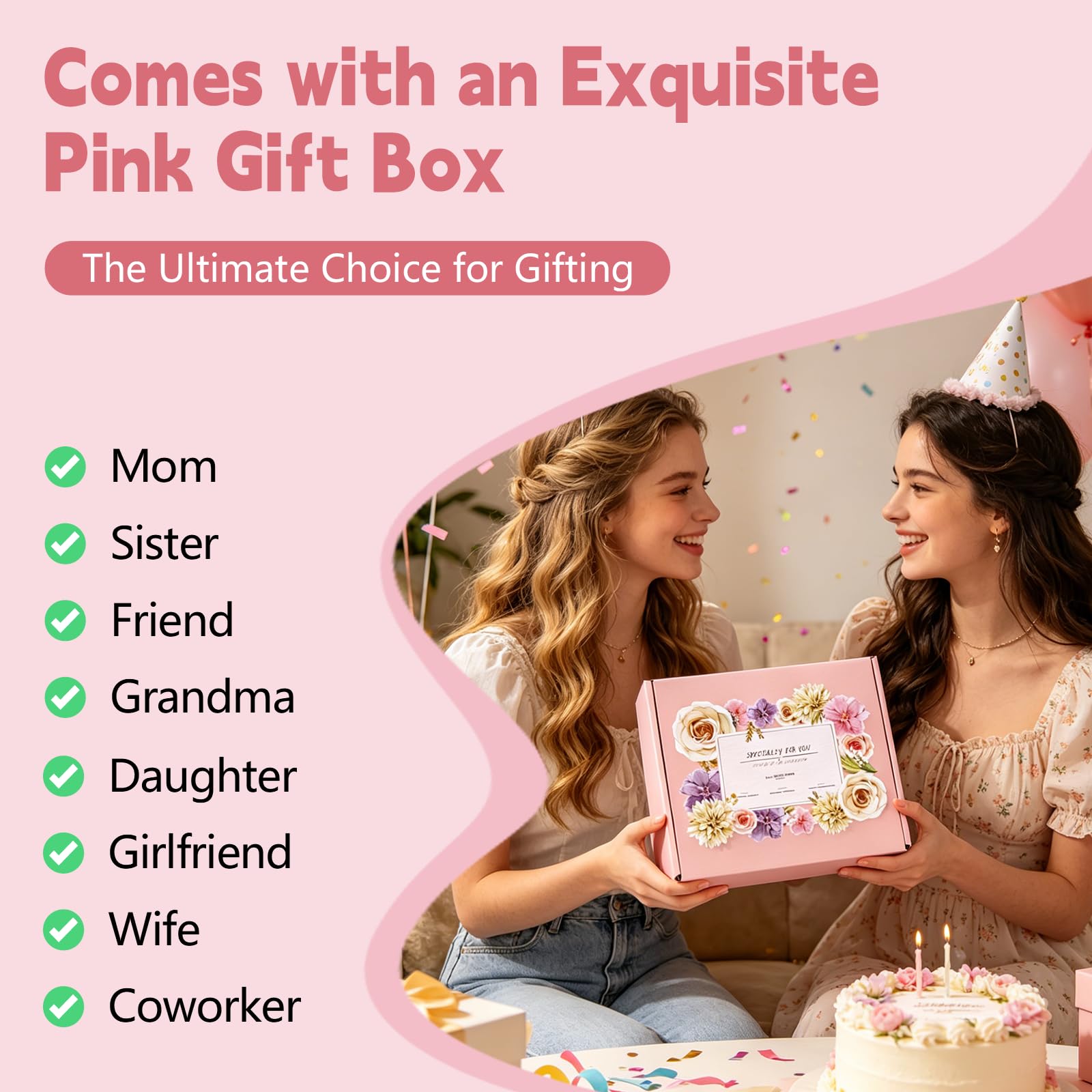 Elegant birthday gift box packaging for women