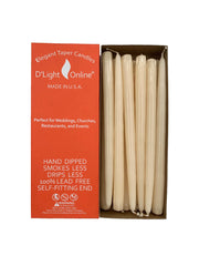Elegant Cream Ivory Taper Candles bulk pack 12 in 10 inch size