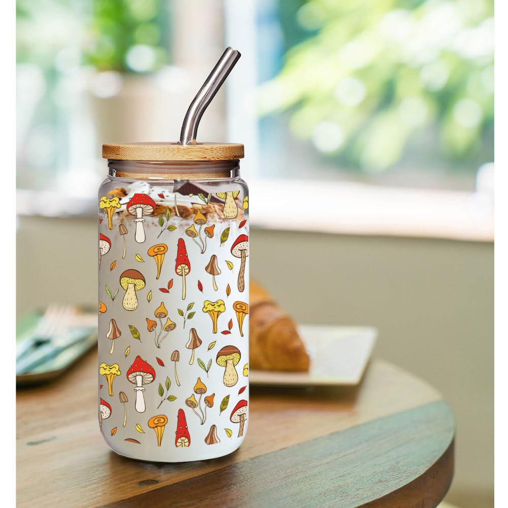 Gift box containing glass cup lid and straw