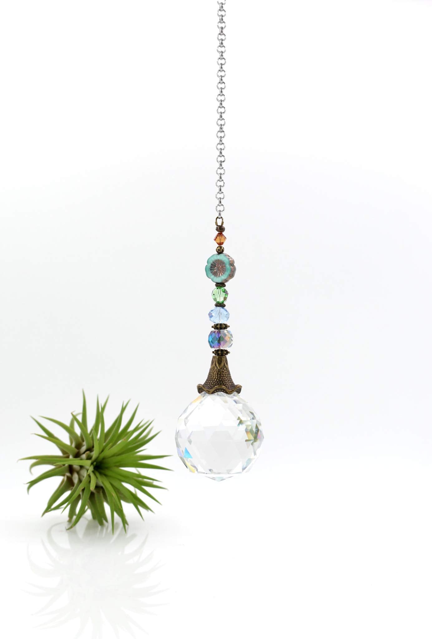 Elegant handmade crystal suncatcher close up 40mm