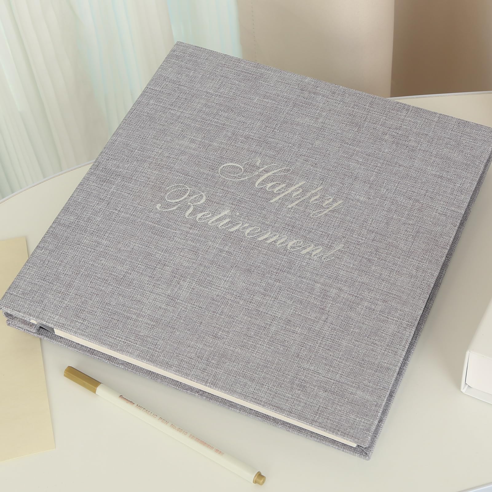 elegant linen cover retirement album product image