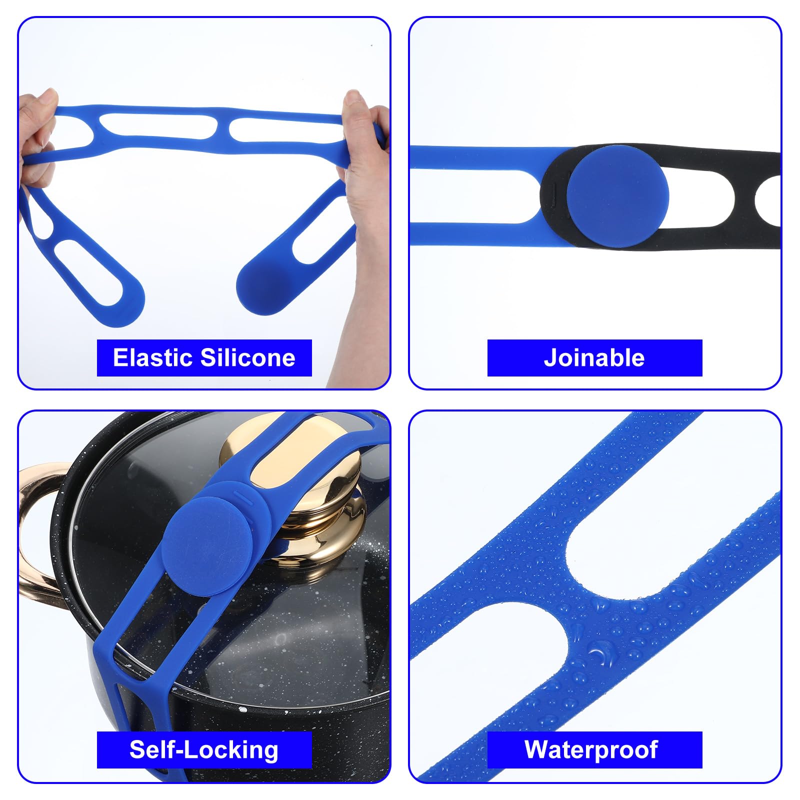 Elegaperma black silicone crockpot lid strap 3pcs