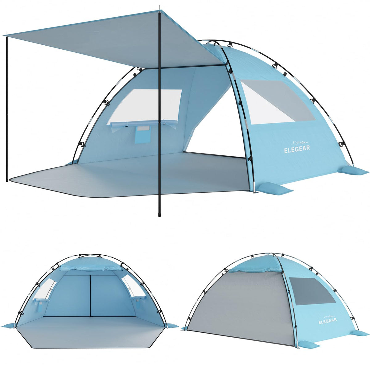 Elegear CumbreX Beach Tent Sun Shelter with Canopy 4-5 person setup