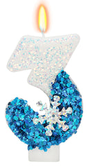 Elekfx Snowflake Number 3 Candle 8 cm tall 4 cm wide