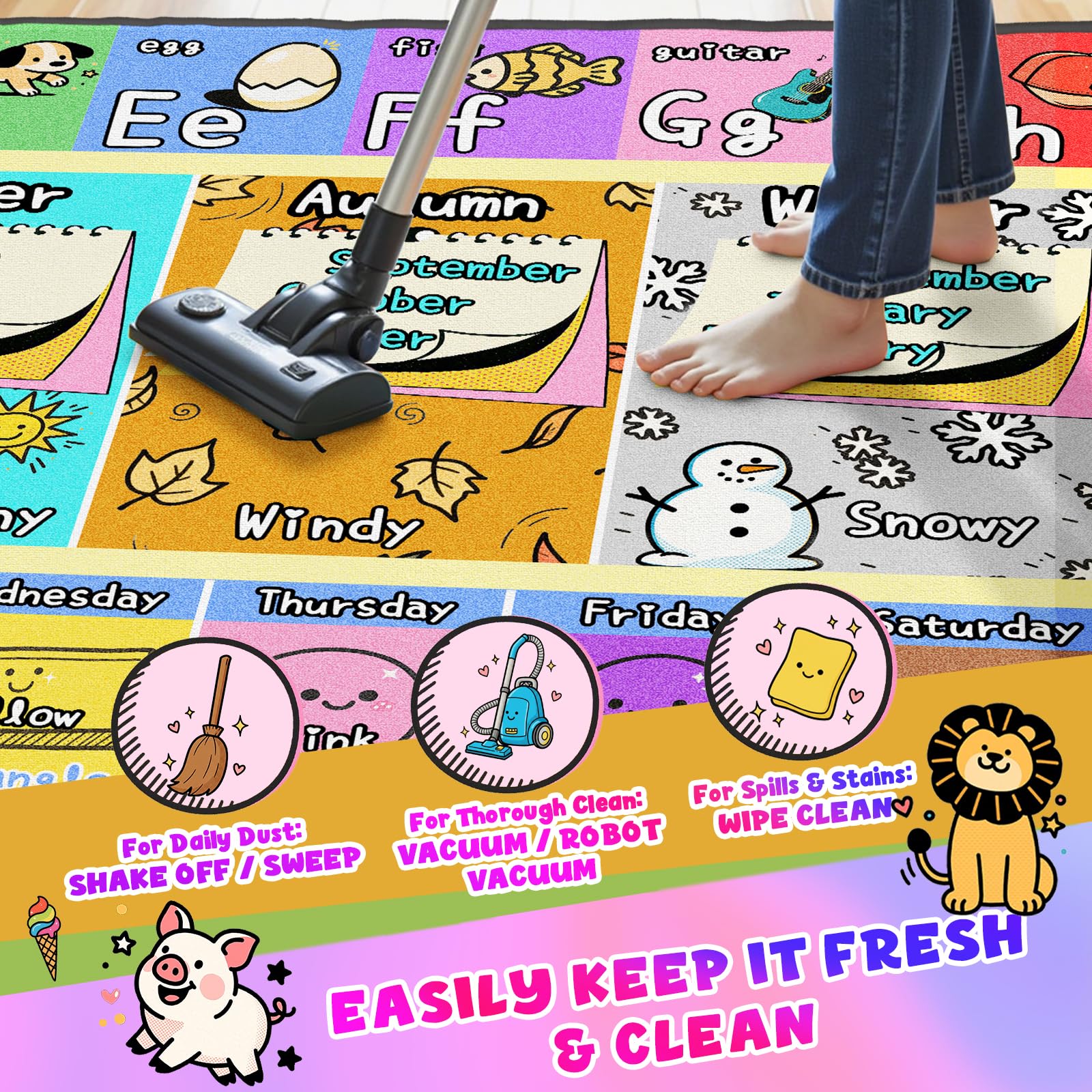 Soft polyester and cotton felt kids rug 8x10