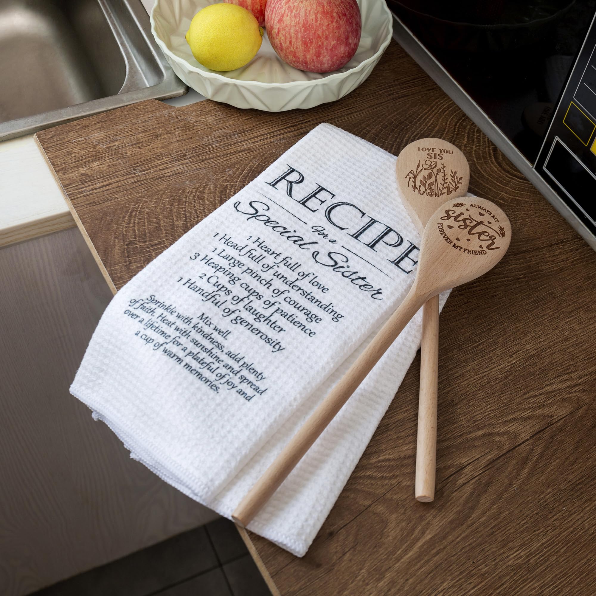 ELEMENU Sister recipe kitchen towel