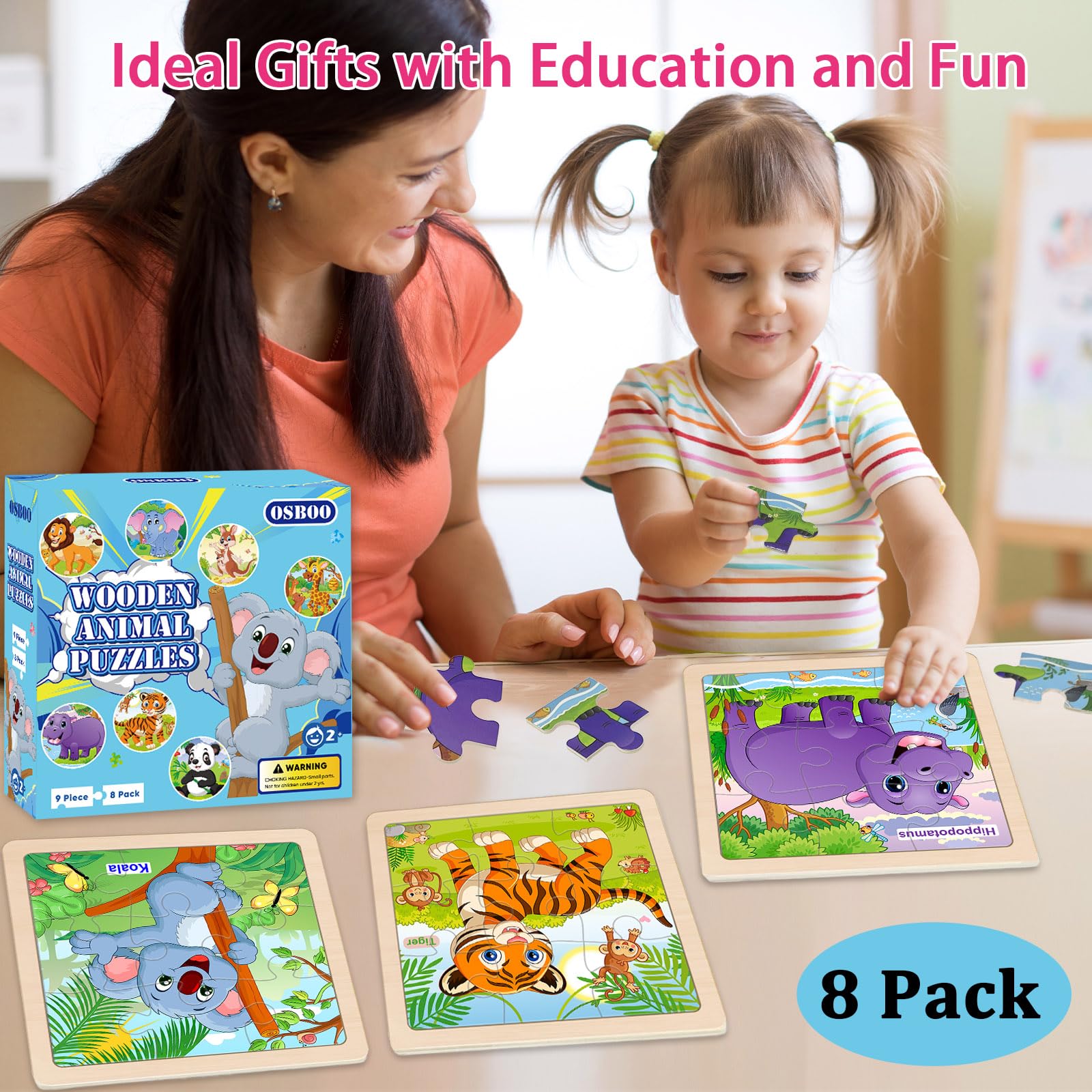Elephant wooden animal puzzle for preschoolers