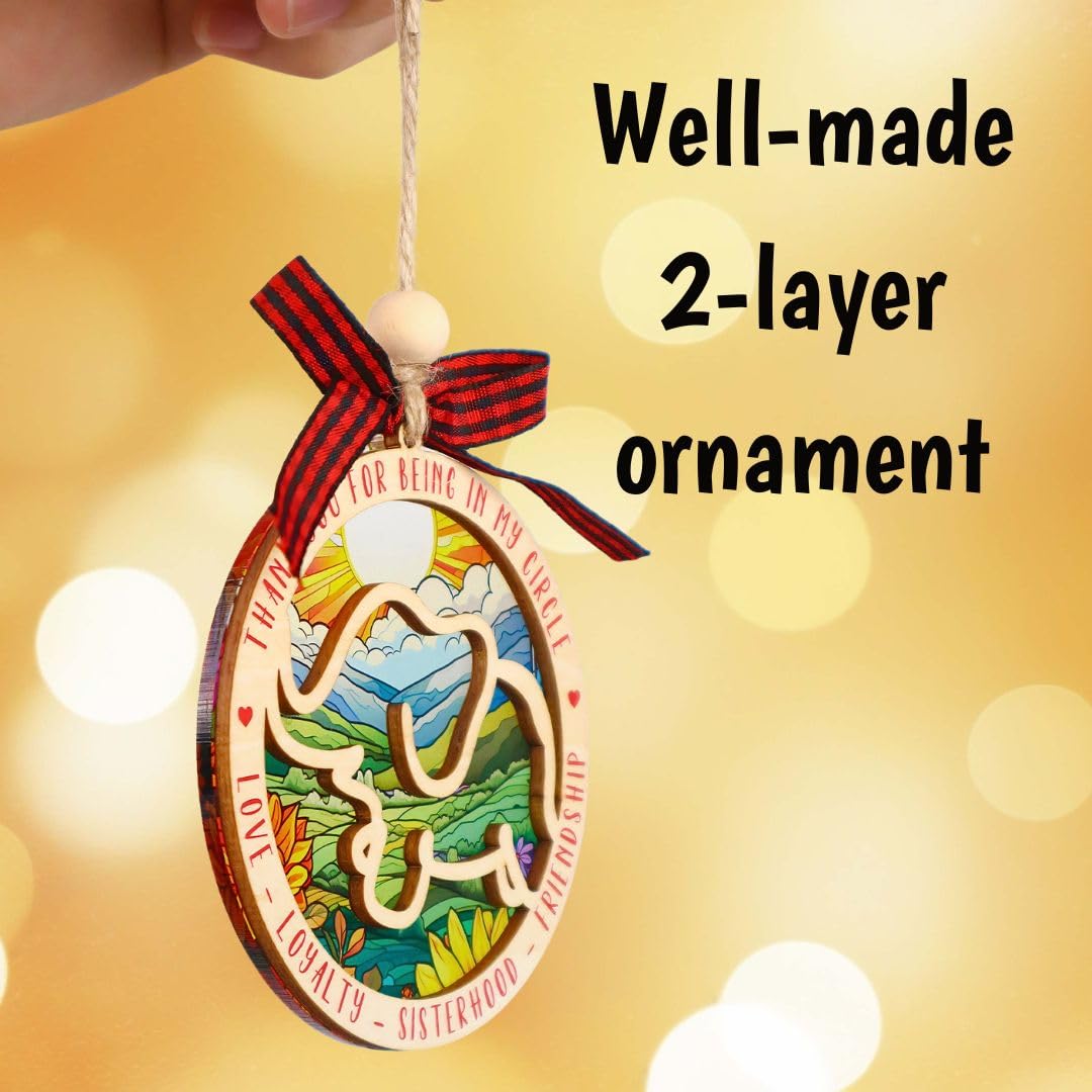 Elephant circle ornament pre-strung for easy hanging