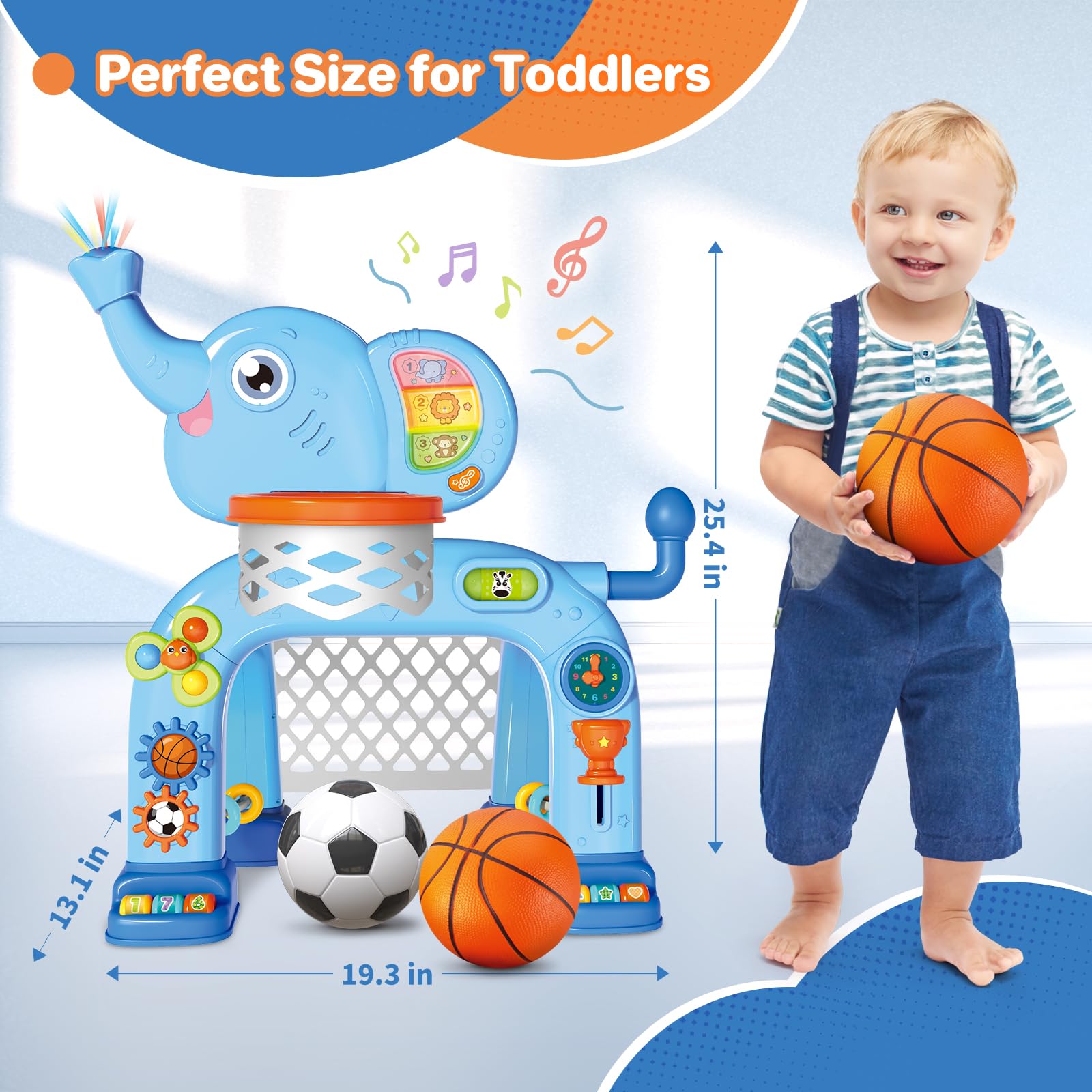 Elephant pattern toy for toddlers with rotating tails
