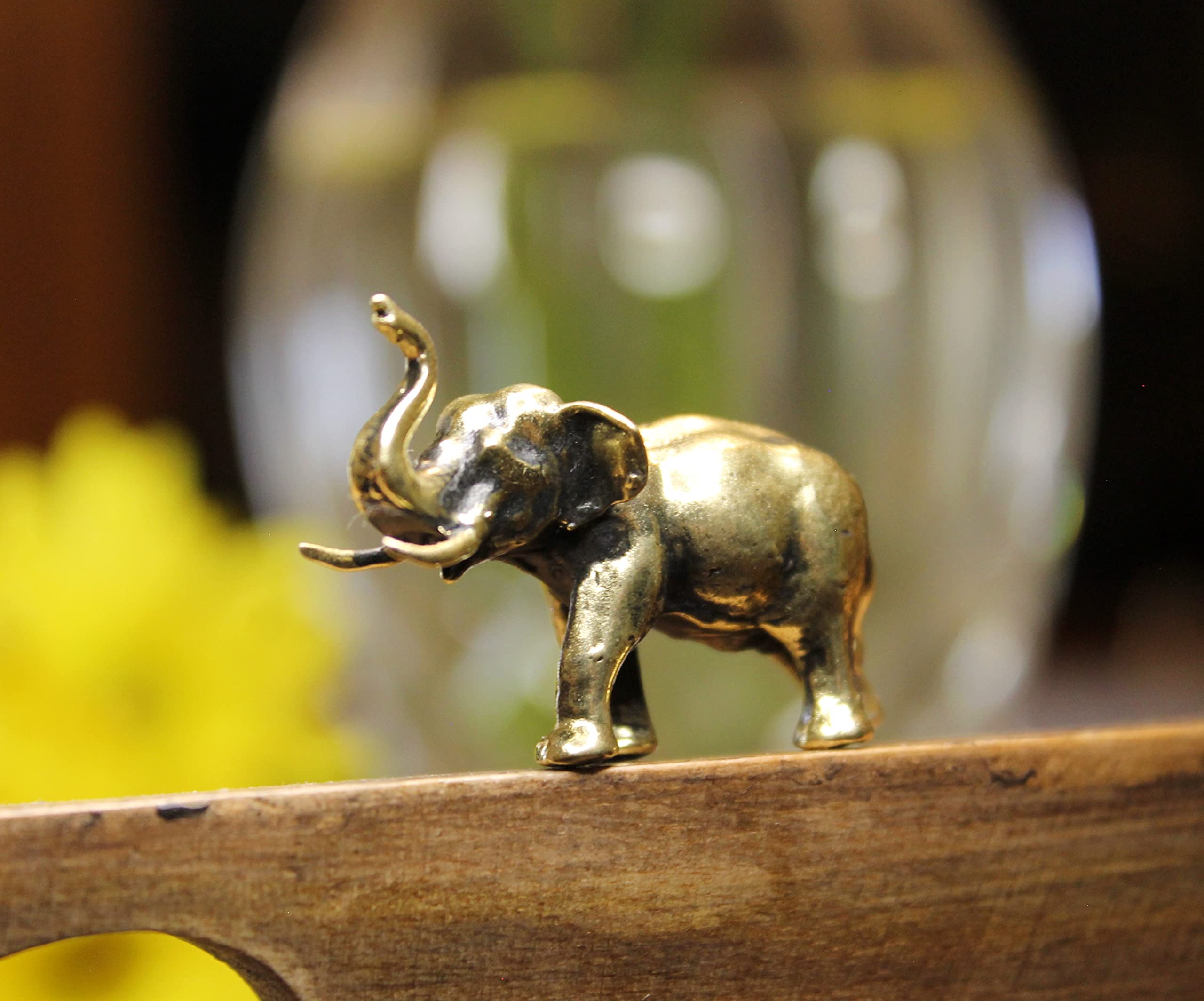 Tiny brass elephant gift figurine for animal lovers