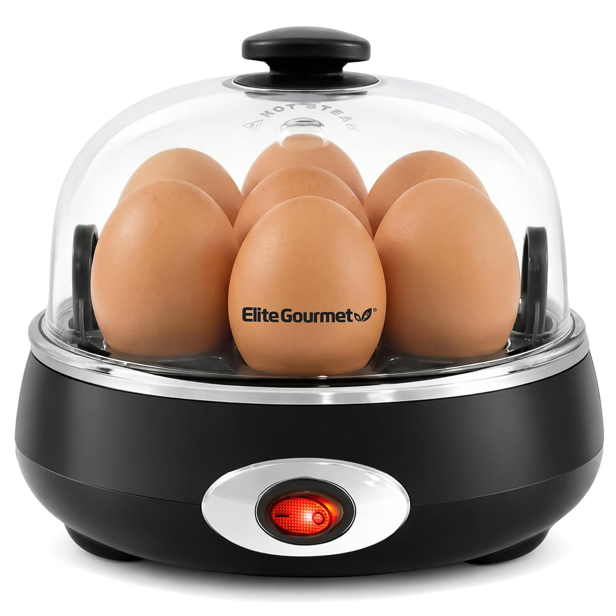 Elite Gourmet EGC007CHC Rapid Egg Cooker front view charcoal grey