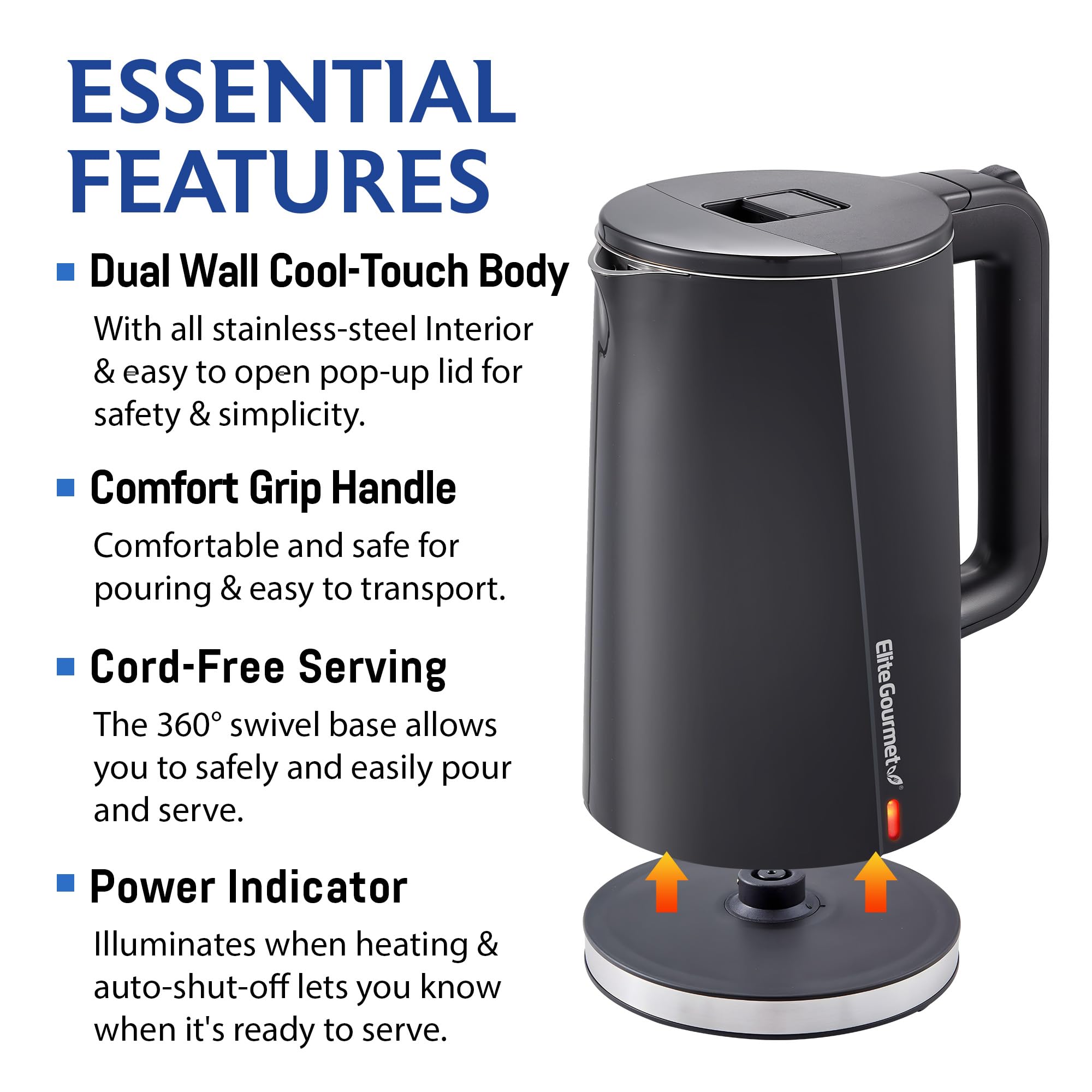 360 degree swivel base for cordless pouring