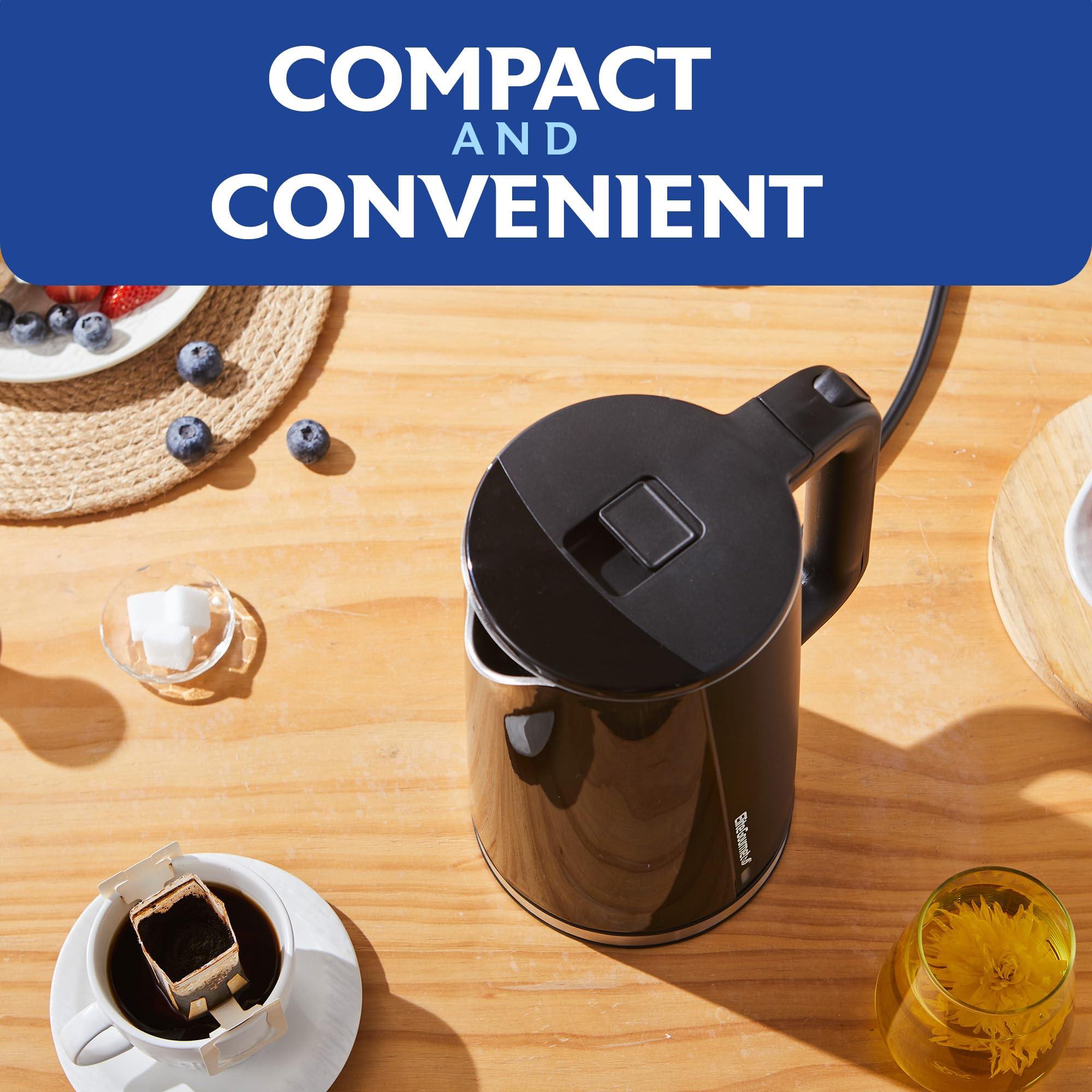 Concealed heating system in Elite Gourmet kettle for fast boil